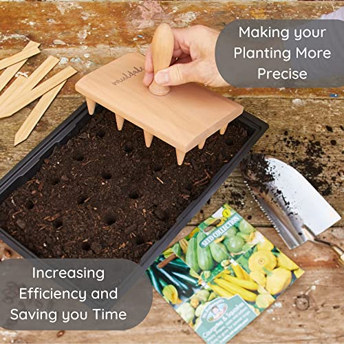 Muldale Multi Seed Dibber Garden Tool - Seedling Spacing Tool with Handle - Plant Dibber Yard - Seed Spacer - Made in England - Dibbler Gardening Accessory - size: Multi Dibber Tray