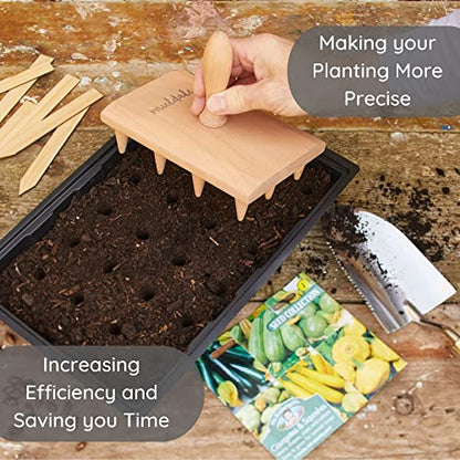 Muldale Multi Seed Dibber Garden Tool - Seedling Spacing Tool with Handle - Plant Dibber Yard - Seed Spacer - Made in England - Dibbler Gardening Accessory - size: Multi Dibber Tray