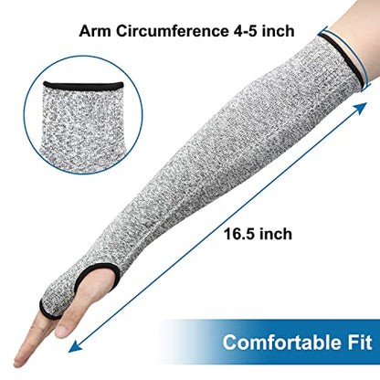 Geyoga 2 Pairs Arm Protection Sleeves Cut Resistant - color: Gray, Black, size: Large