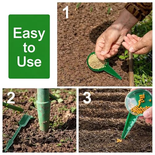 12-Hole Digger Seed Spreader,7 Piece Sowing Seeds Dispenser Set,Mini Seed Dispenser for Small Seeds, Handheld Seed Planter Tool Seed Dibber Multifunctional Spacer Gardening Tools (Green)