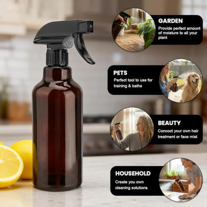 16.9oz Clear Glass Spray Bottles 2 Pack, Adjustable Mist Stream - color: Amber