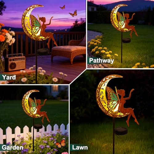 Solar Fairy Garden Lights Outdoor Yard Decor Gifts for Women Mom Grandma