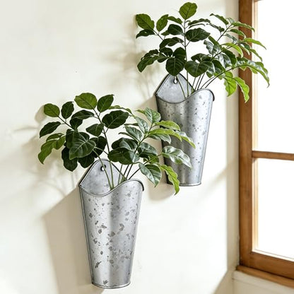 12 Inches Galvanized Wall Planters, Set of 2 - color: Silver