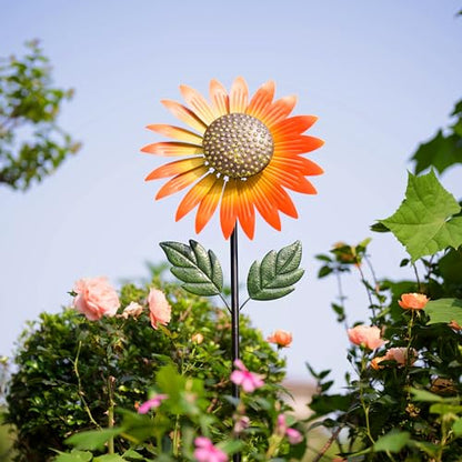 Sunflower Wind Spinner,Garden Windmills and Spinners for Yard - color: Sunflower-orange