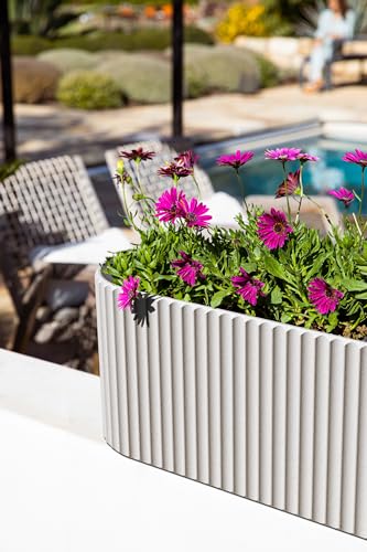 Veradek Demi Series Window Box Planter - Round Outdoor Planter - color: White, size: 36 inch - 2 Pack