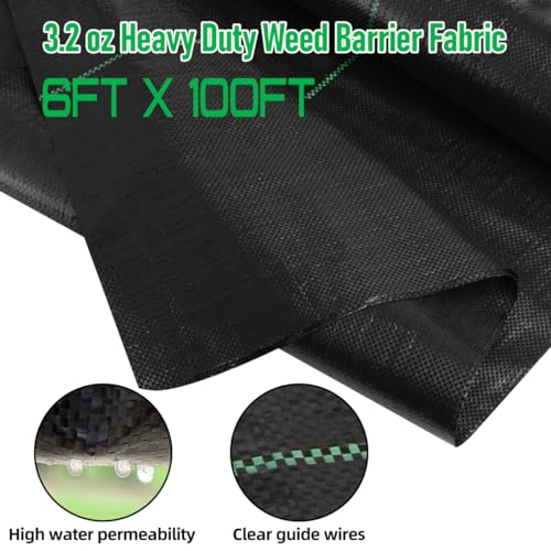 LAVEVE 6FT x 100FT Weed Barrier Landscape Fabric Heavy Duty - size: 6×100FT