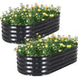 2Pcs Galvanized Raised Garden Bed Kit Outdoor 4x2x1ft, Grey - color: Gray