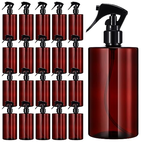 Hsei 20 Pcs 16 oz Amber Spray Bottles, Refillable Plastic with Triggers