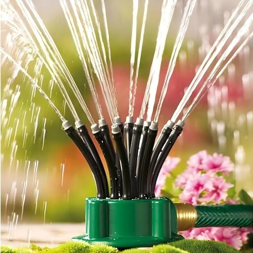 360 ° Adjustable Garden Waterer -12 Spray Heads, Wide Coverage Area, Easy Installation, Durable ABS Material,Lawn and Yard Sprinklers