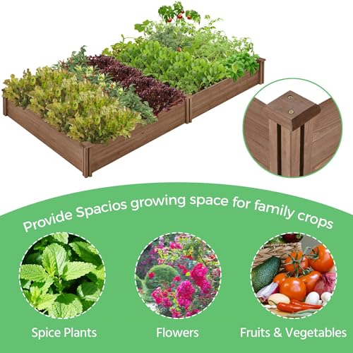 Yaheetech Wooden Raised Garden Bed Outdoor Planter Box, Dark Brown - color: Dark Brown, size: 8ft x 4ft
