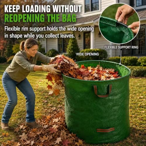 150 Gallon Oversized Reusable Yard Waste Bags, Leaf Bags for Lawn Cleanup