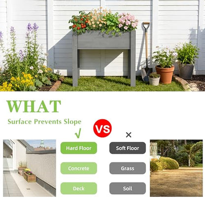Raised Garden Bed with Legs, 31x16x31'', Outdoor Wood Elevated Planter Box, Grey Cedar, Thick Legs, w/Liner - size: 31x16x31in (1 Unit)