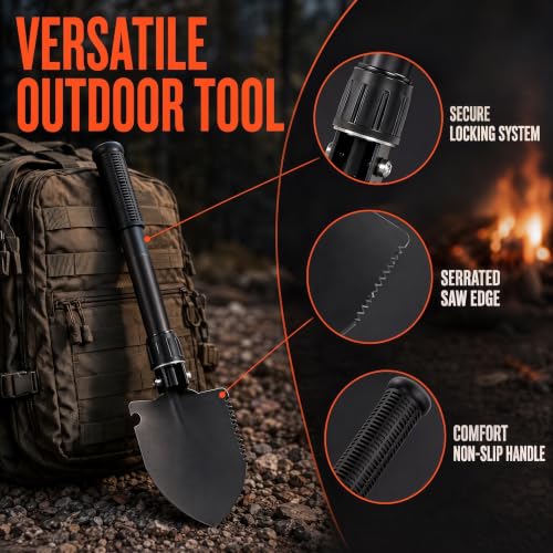 Camping Shovel – 16" Portable Folding Shovel with D-Handle