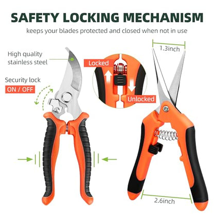 EWPJDK 3 Pack Garden Pruning Shears Scissors Clippers (Orange) - style: Orange
