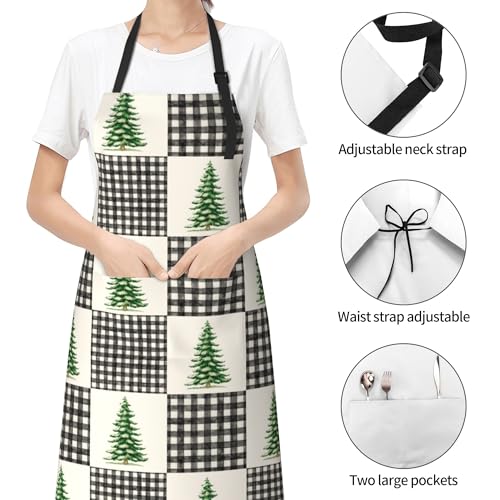 Art Apron with Pocket for Women Men - color: Buffalo Checks