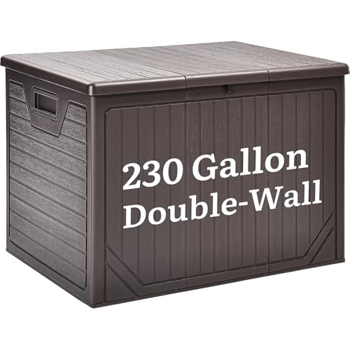 YITAHOME XXL 230 Gallon Extra Large Outdoor Deck Box - color: Brown, size: 230 Gallon