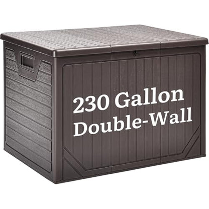 YITAHOME XXL 230 Gallon Extra Large Outdoor Deck Box - color: Brown, size: 230 Gallon