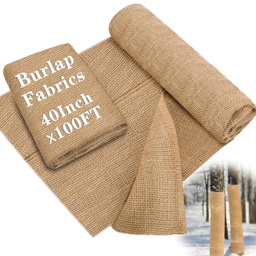 Buryeah 1 Pack 40 Inch X 100 ft Burlap Fabrics Roll Natural Jute Garden - size: 40 Inch x 100 ft