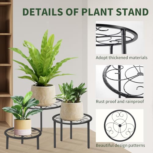 5 Pack Metal Plant Stands, Plant Shelf, Plant Holders for Indoor Outdoor - color: Black - 5 Pack
