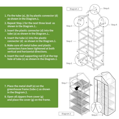 4-Tier Mini Greenhouse Shelves with White PE Cover - color: White PE