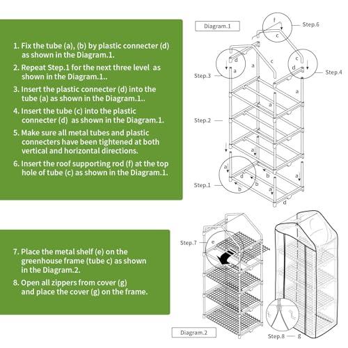 4-Tier Mini Greenhouse Shelves with White PE Cover - color: White PE, size: 4 Tier