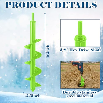 4 x 16'' Heavy Duty Auger Drill Bit for Planting, Green - color: Green