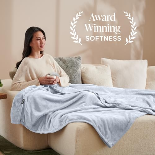 Bare Home Fleece Blanket Luxury Microplush (Full/Queen, Blue Mist) - color: 09 - Blue Mist, size: Full/Queen