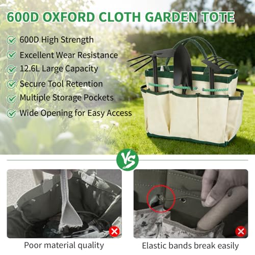 Gardening Tool Set, 10Pc Heavy Duty Garden Kit with Repotting Mat