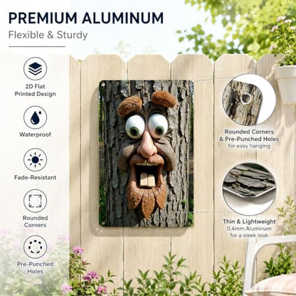 8x12 Inch Tree Face Metal Sign - color: The surprised tree face