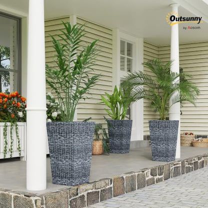 Outsunny 24 in Taper Tall Planters for Outdoor Plants Set of 3, Gray - color: Gray