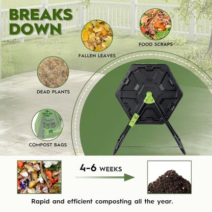 Compost Tumbler, 21-Gallon (80L) Outdoor Garden Compost Bin - color: 21 Gallon