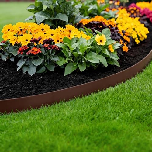 Landscape Edging 80FT, 4IN Tall Garden Edging Borders with 120pcs Stakes - color: Brown, size: 4IN x 80FT
