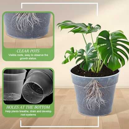 Vesici 24 Pcs 3/4/5/6/7/8/9/10 Inch Large Thickened Clear Nursery Pots - size: 3/4/5/6/7/8/9/10 Inch
