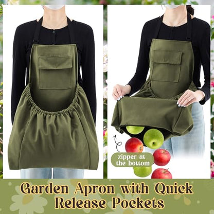 Maiteenly Gardening Apron with Release Pockets, Green Classic