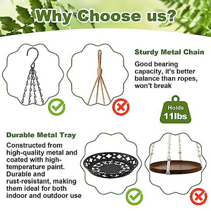 Enhon 3 Pack Plant Hanger, 12" Metal Hanging Planter for Indoor Plants