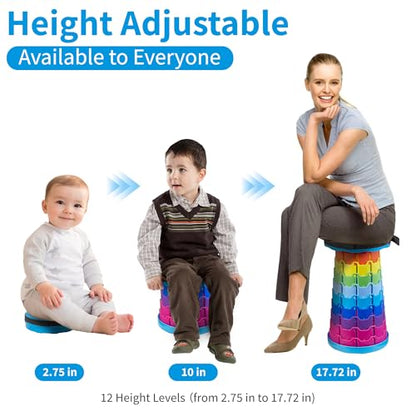 VECELO Telescoping Folding Stool, Upgraded Portable Collapsible Retractable Stool with Load Capacity 400lbs for Garden Fishing Camping Hiking BBQ, 1 PCS Rainbow Blue - color: Rainbow Blue