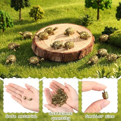 Civaner 50 Pcs Small Turtles, Mini Brass Figurines, Small Metal Tortoise - style: Turtle