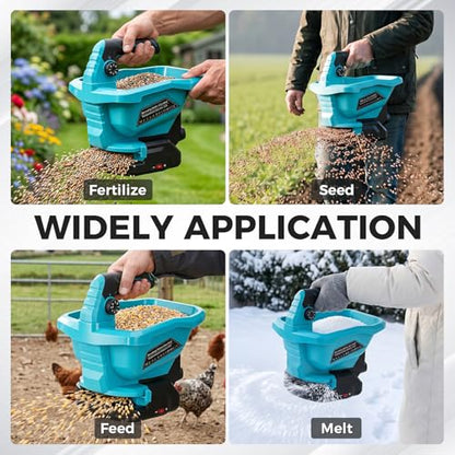 Seed Spreader Handheld with 2 Battery, Fertilizer Spreader