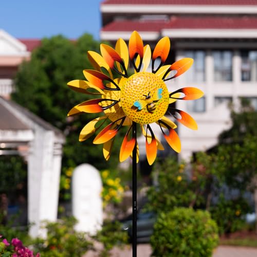 Stargarden Sunflower Wind Spinners, Large Metal Wind Sculptures - color: Large-sunflower