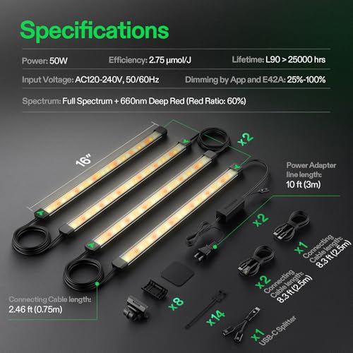 VIVOSUN LumaRay LED Grow Light Bars 16”(8-Bar) Full Spectrum Side Lighting - size: 8 Pack