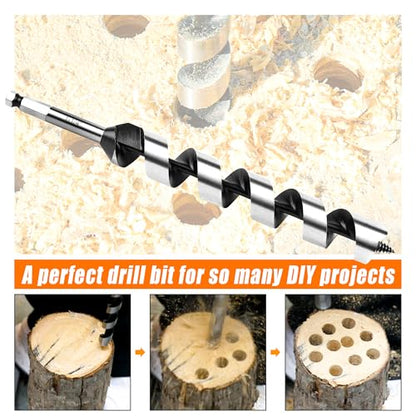 3/8 Inch x 9 Inch Auger Drill Bit for Wood,3/8 Inch Hex Shank - size: 3/8" x 9"