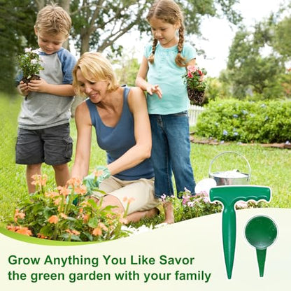 M METERXITY 1-Set Seed Planter Tool, Plastic Hand Dibber Garden Tool with Handle for Sowing Seeds/Transplanting/Planting Bulbs, Handheld Digging Hole Punch Adjustable Dispensers [Dark Green] - color: Dark green