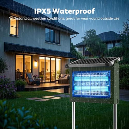 OnBeam Solar Bug Zapper Outdoor, 4500V Mosquito Zapper Fly Trap for Patio - color: Green