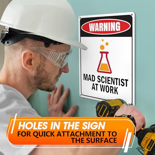 Mad Scientist Sign, 7.9" x 11.8", Tin Wall Art, Rust Resistant - color: Mad Scientist