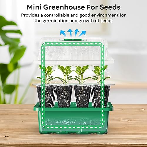 MIXC 10 Pack Seed Starter Tray, 120Cell Stater Kit with Humidity Dome Green - color: Green, size: 12 Cell