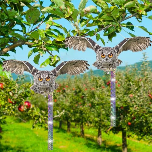 Fake Owl to Keep Pigeon Away, 4PCS Pigeon Scare Devices - color: Light Grey Owl 4pcs