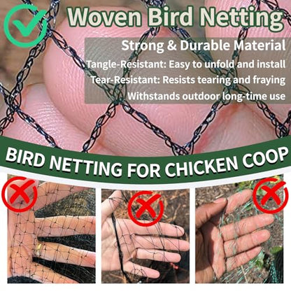 10x10ft Bird Netting for Chicken Coop, 1/2" Mesh Chicken Netting Cover - size: 10x10FT-1/2"