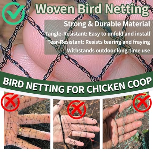 10x50ft Bird Netting for Chicken Coop, 1/2" Mesh Chicken Netting Cover - size: 10x50FT-1/2"