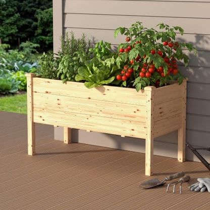BlueWish 49x25x30in Raised Garden Bed with Extra Deep 16" Depth - color: Natural, size: 2 x 4 FT(16" Depth)