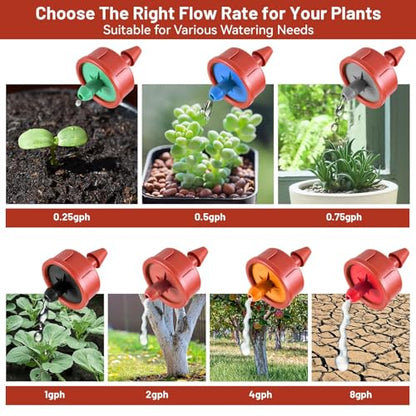 100pcs 0.5 GPH Pressure Compensating Drippers for Drip Irrigation - size: 0.5 GPH 100PCS